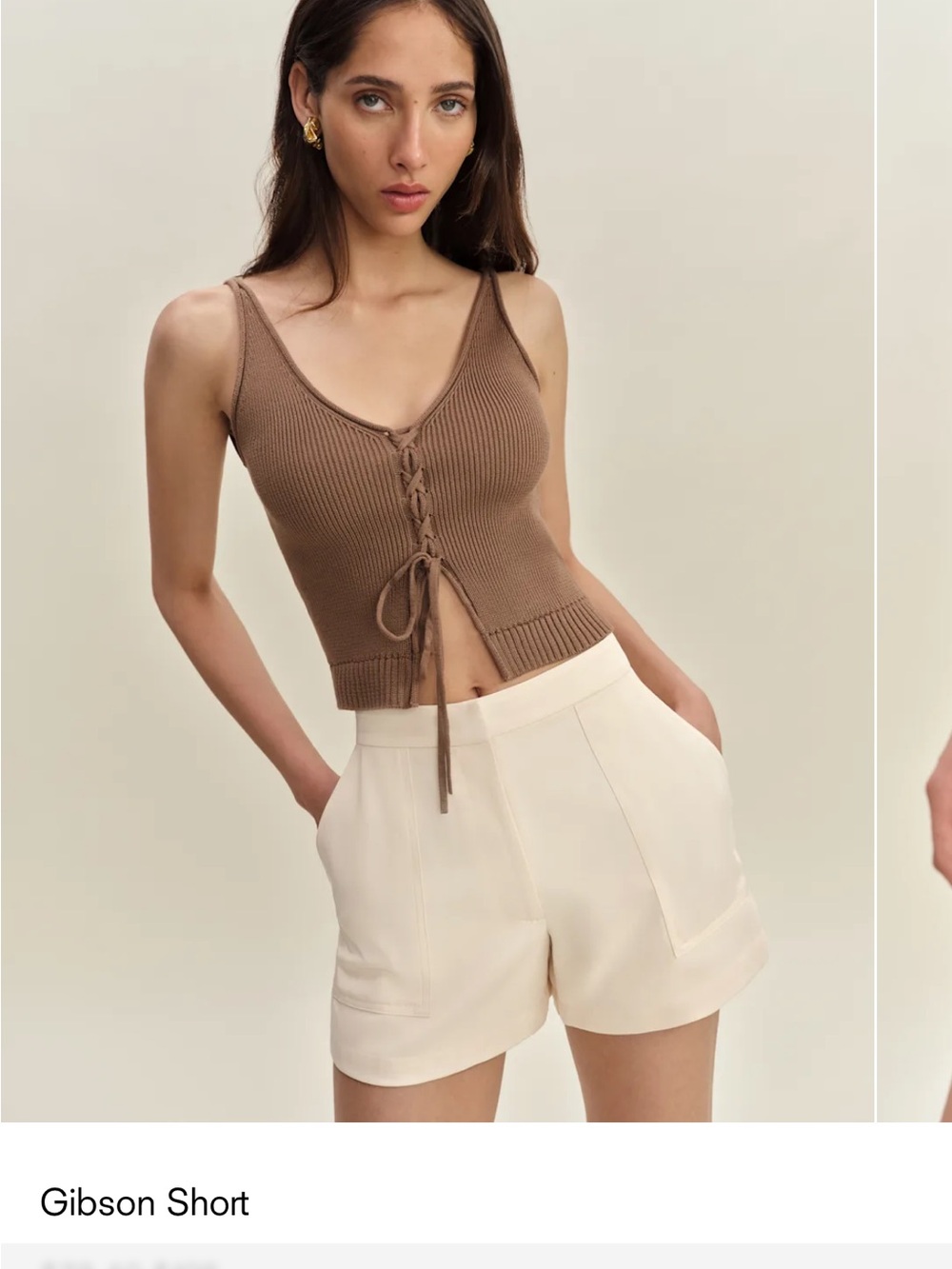 Reformation Cream Gibson High-Rise Tailored Shorts